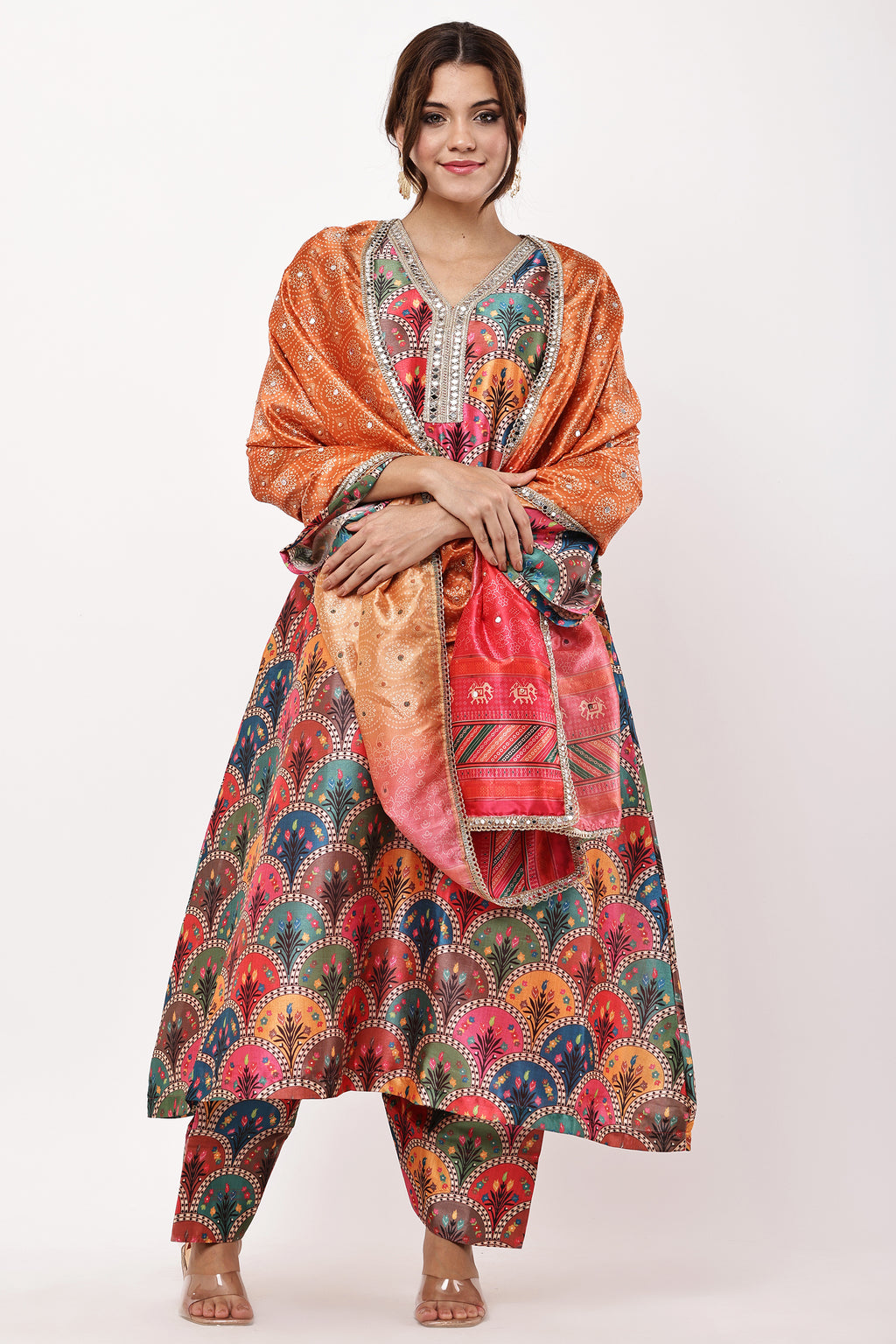 Women Multicolored Ethnic Motifs Kurta Set with Dupatta