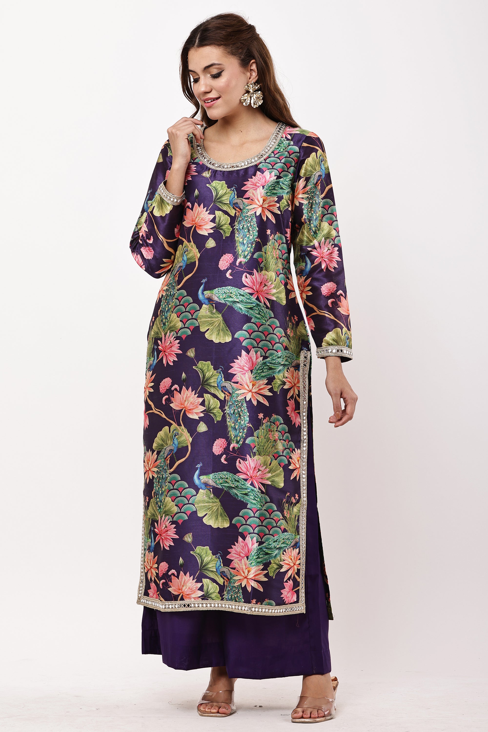 Women Black & Beige Ethnic Motifs Printed Kurta with Palazzos & Dupatta