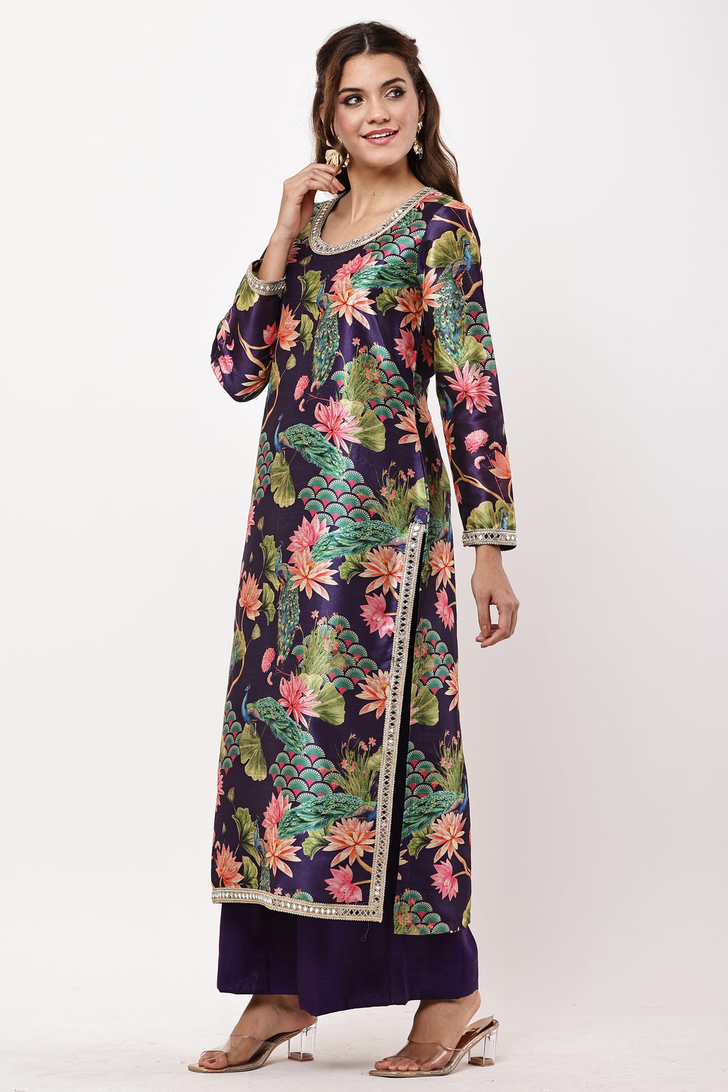 Women Black & Beige Ethnic Motifs Printed Kurta with Palazzos & Dupatta