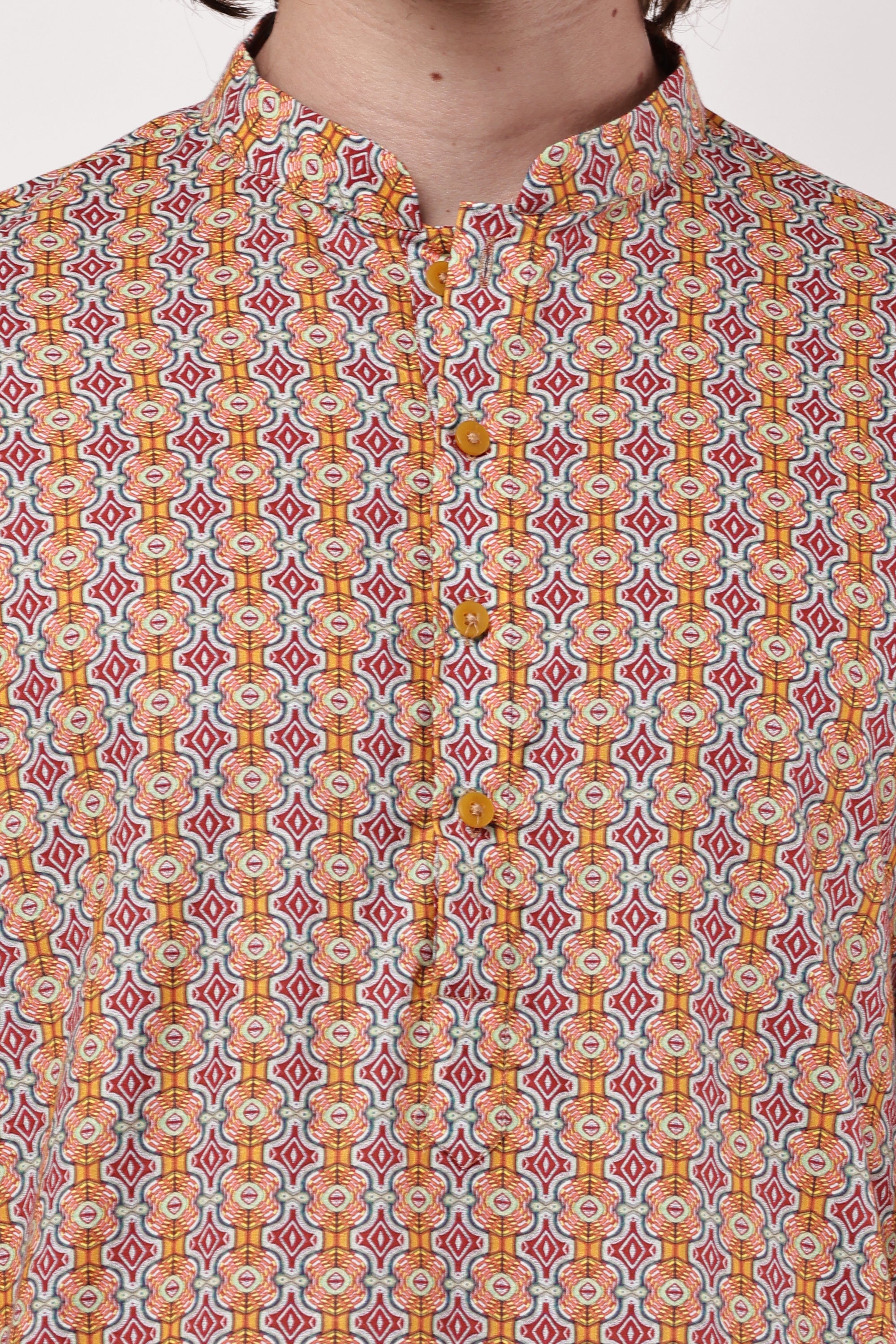 Men Multicolour Geometric Printed Straight Kurta Set