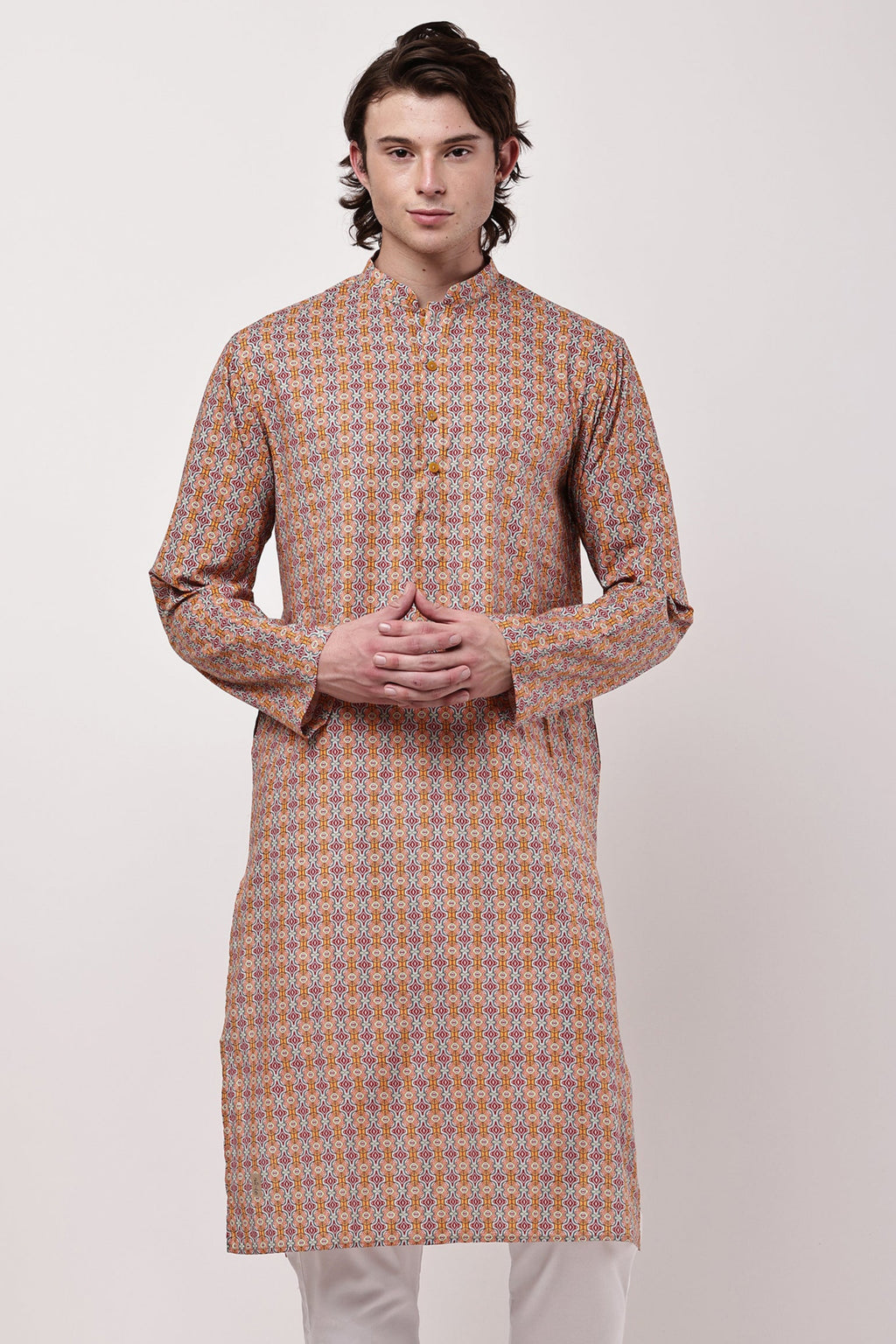 Men Multicolour Geometric Printed Straight Kurta Set