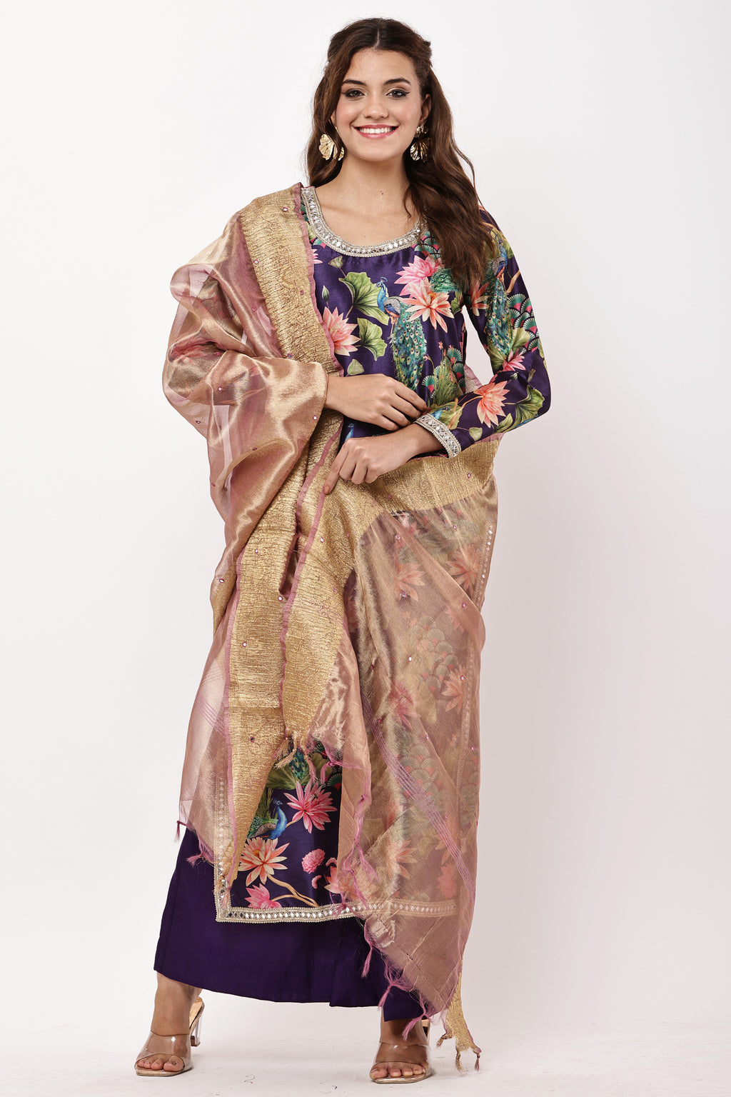 Women Black & Beige Ethnic Motifs Printed Kurta with Palazzos & Dupatta