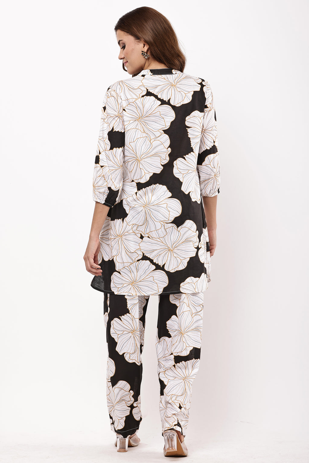 Women Black & White Floral Printed Co-ord Set