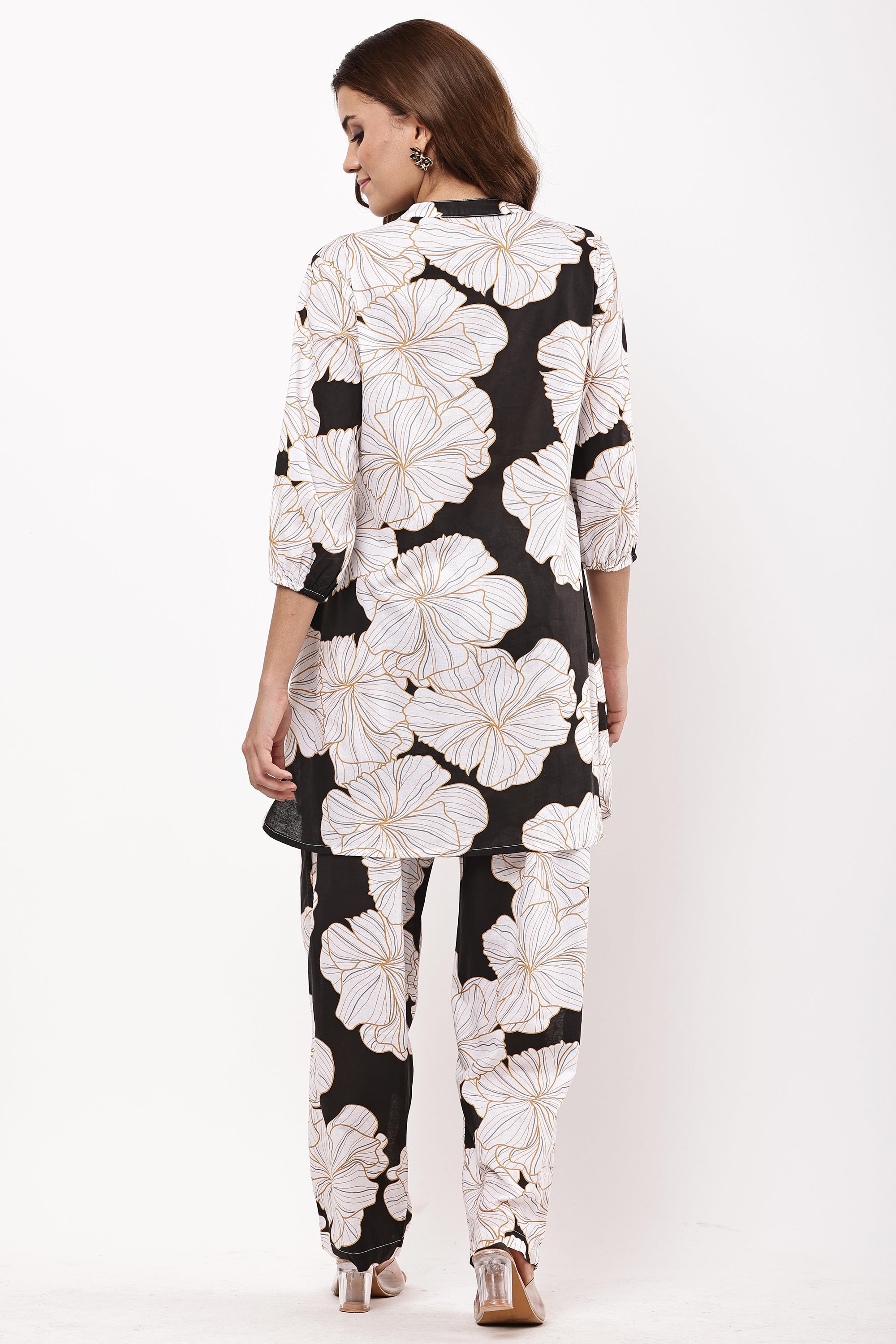 Women Black & White Floral Printed Co-ord Set