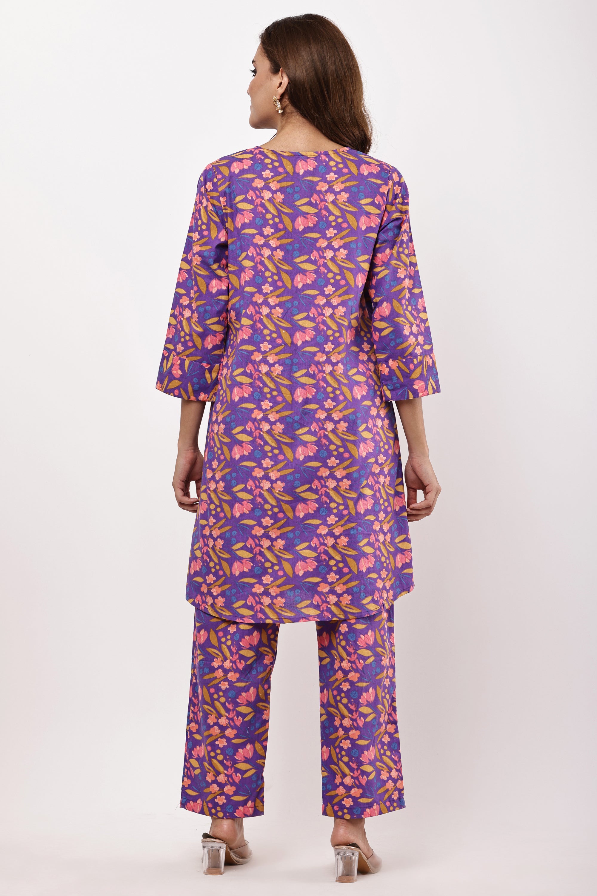 Floral Printed Purple Co-ord Set