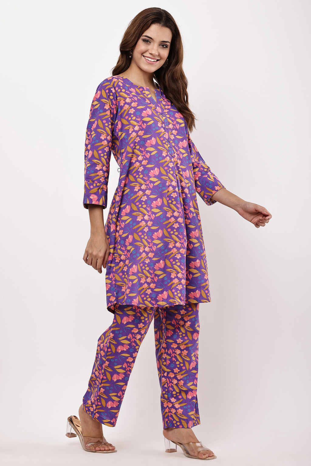 Floral Printed Purple Co-ord Set