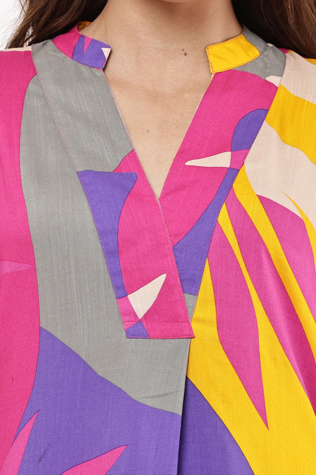 Abstract Bloom A-Line Kurta with Trousers Co-ord Set