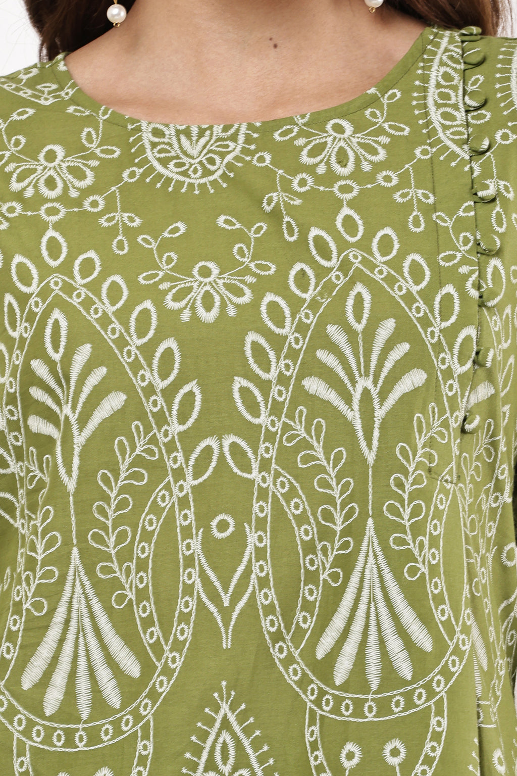 Olive Green Block Print Co-Ord Set