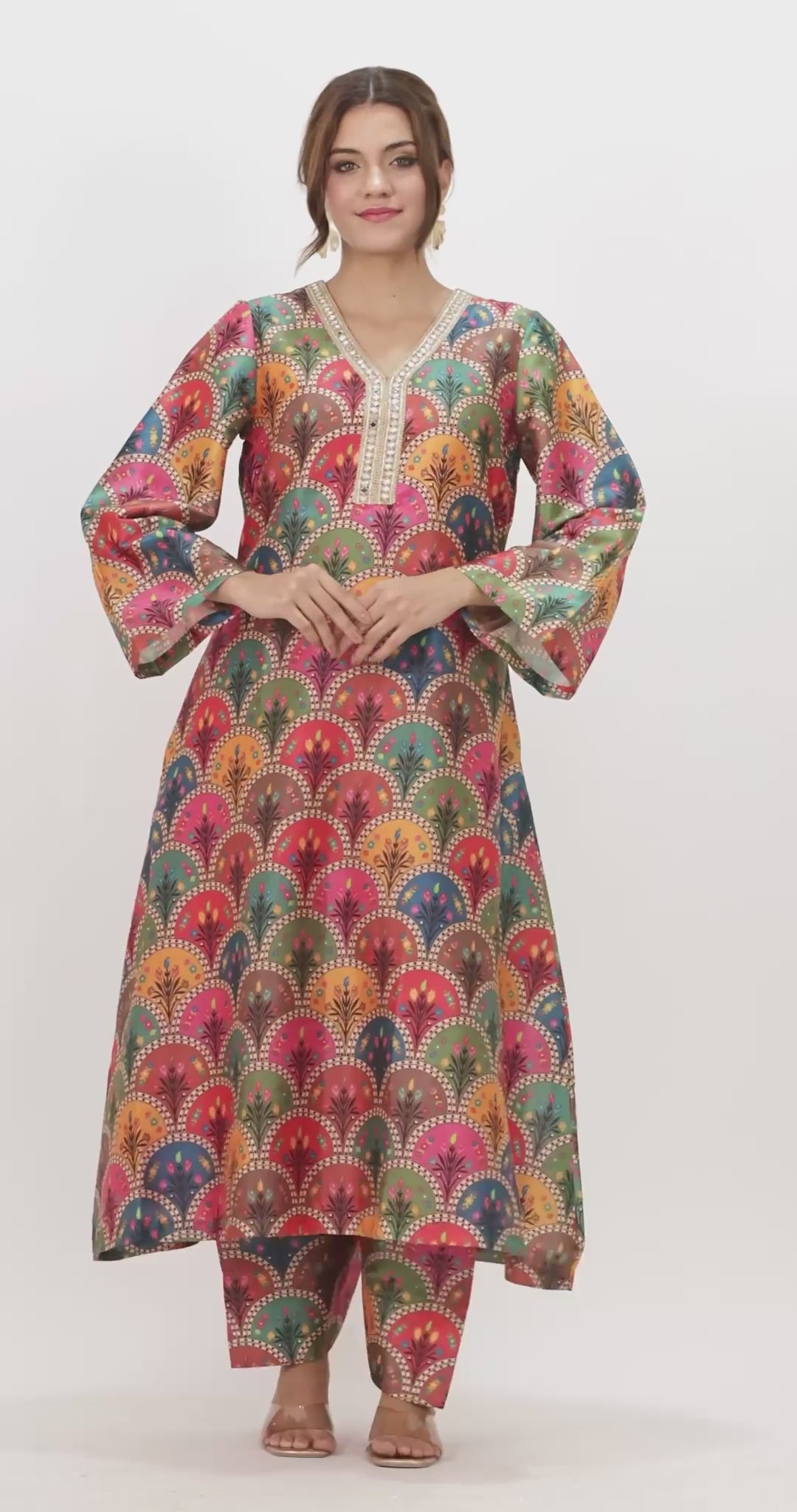 Women Multicolored Ethnic Motifs Kurta Set with Dupatta